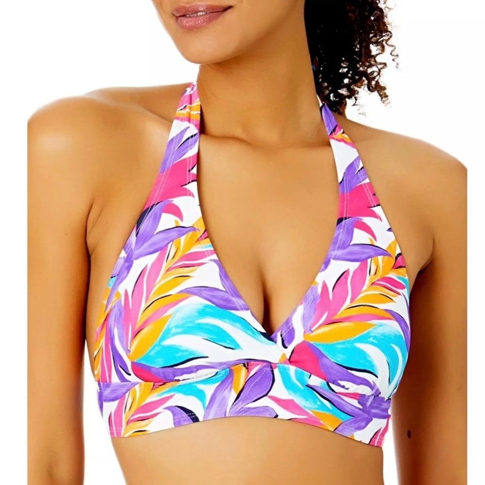 Anne Cole Tropical Floral bikini Swim halter top XS